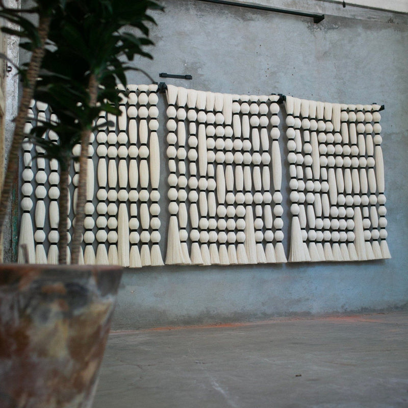 Mitla Wall Hanging Wall Hangings Natural + Natural Tri-Panel: 142" W x 63" H 