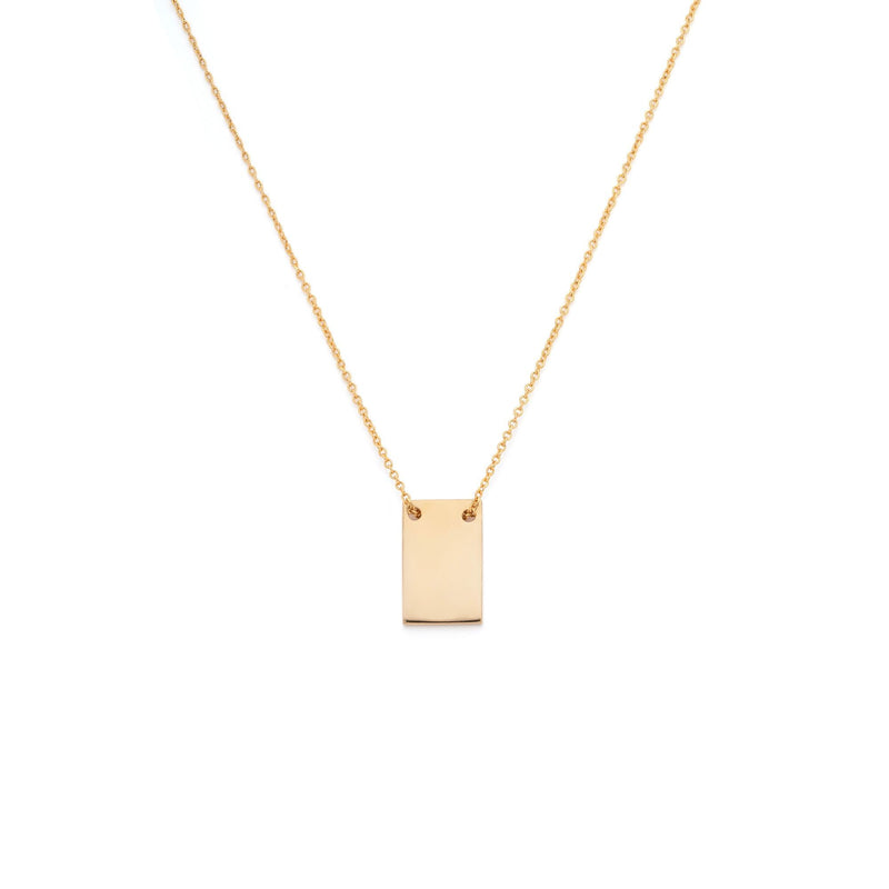 Gold Necklace, Rounded Rectangle Pendant Necklace, 2023, S – Diamond Origin