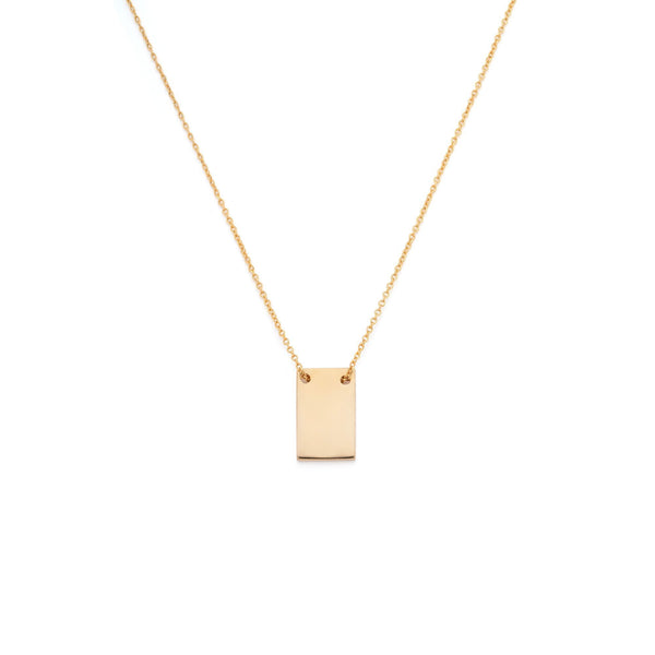 1PC 304 Stainless Steel Rhinestone Rectangle Pendant Necklace Rolo Chain  Gold Color Necklace Women Wedding Jewelry