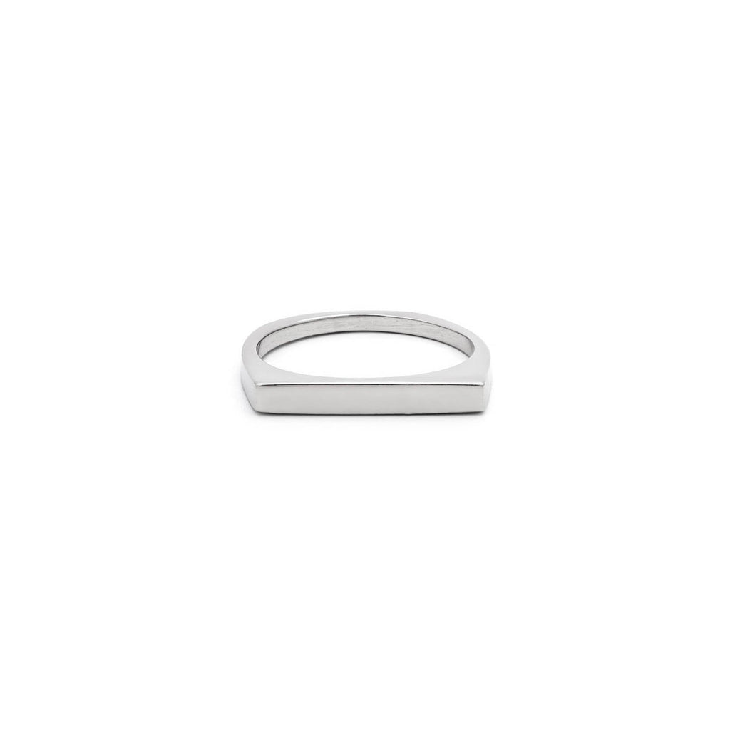 Flat Top Square Thin Open Sterling Silver Ring, Adjustable Stackable Signet  Solid Ring, Minimalist Cuff Band Bar Ring, Mothers Day Gift (Gold) :  Amazon.co.uk: Fashion