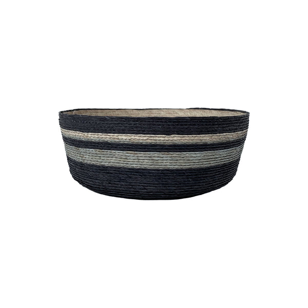 Small Palm Basket | Black Baskets Black/Natural Stripes 