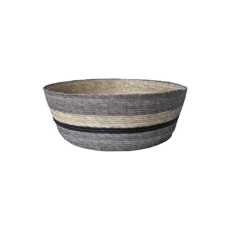 Small Palm Basket | Grey Baskets Grey/Natural Stripes 