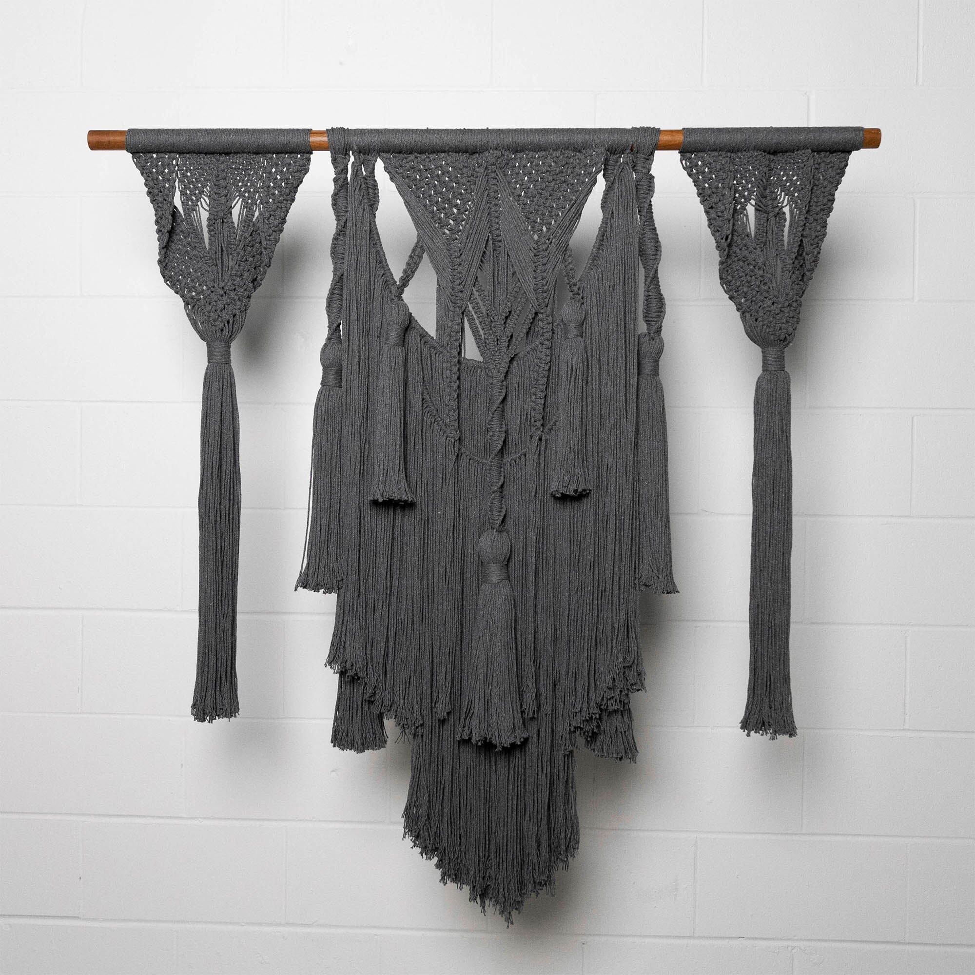 Textile Wall Hanging | Triptych Wall Hangings Black 120 x 95 cm / 47