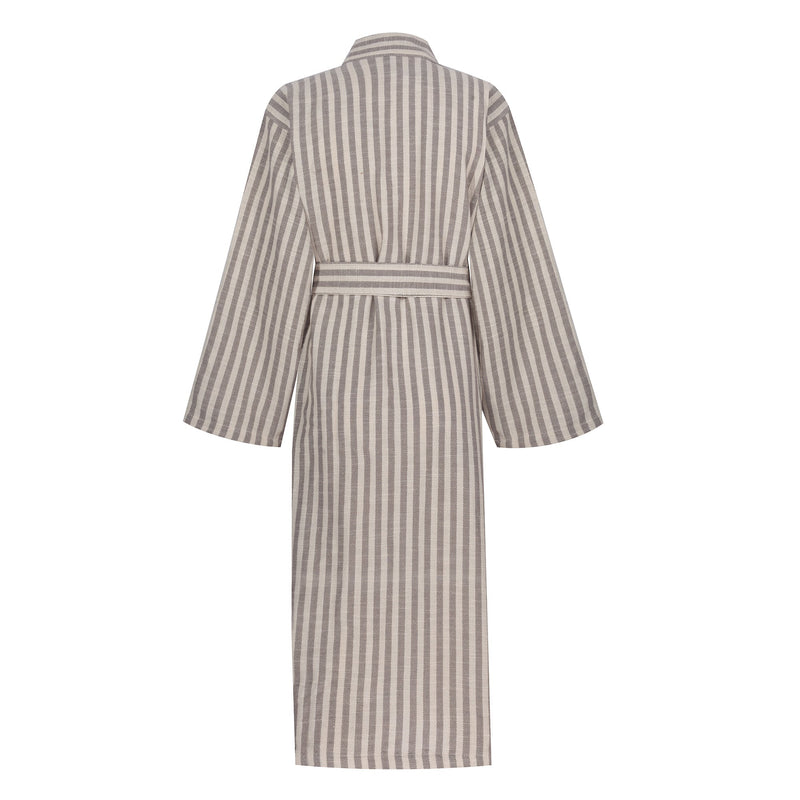 Turkish Linen Robe | Grey Stripe Home Textiles 