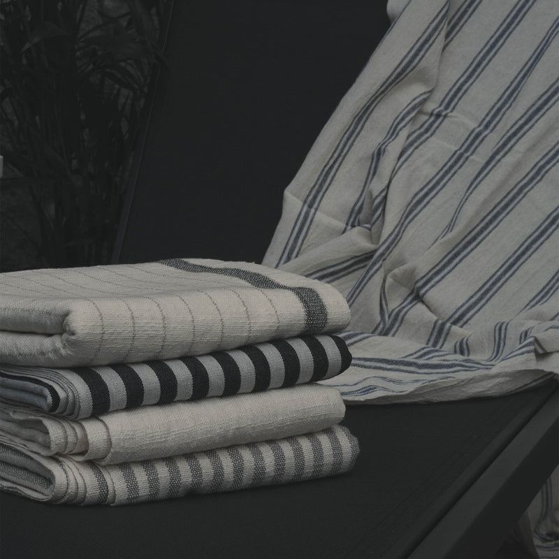 Turkish Linen Towel | Black Stripe Home Textiles 