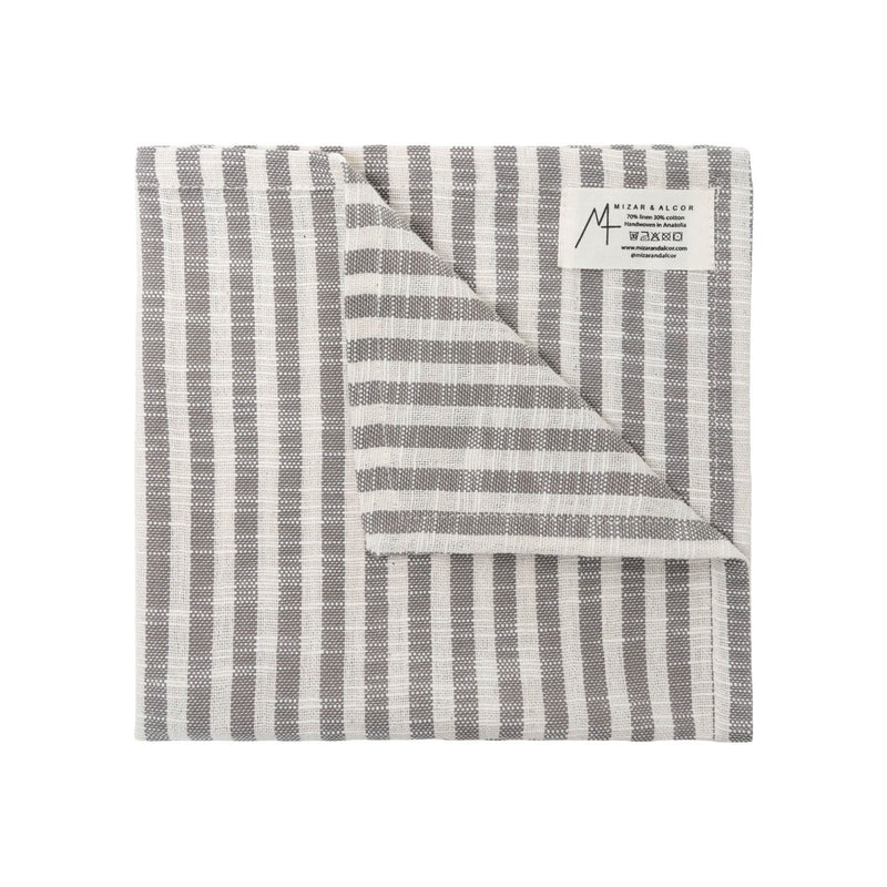 Turkish Napkins | Set of 2 Home Textiles Grey Stripe 