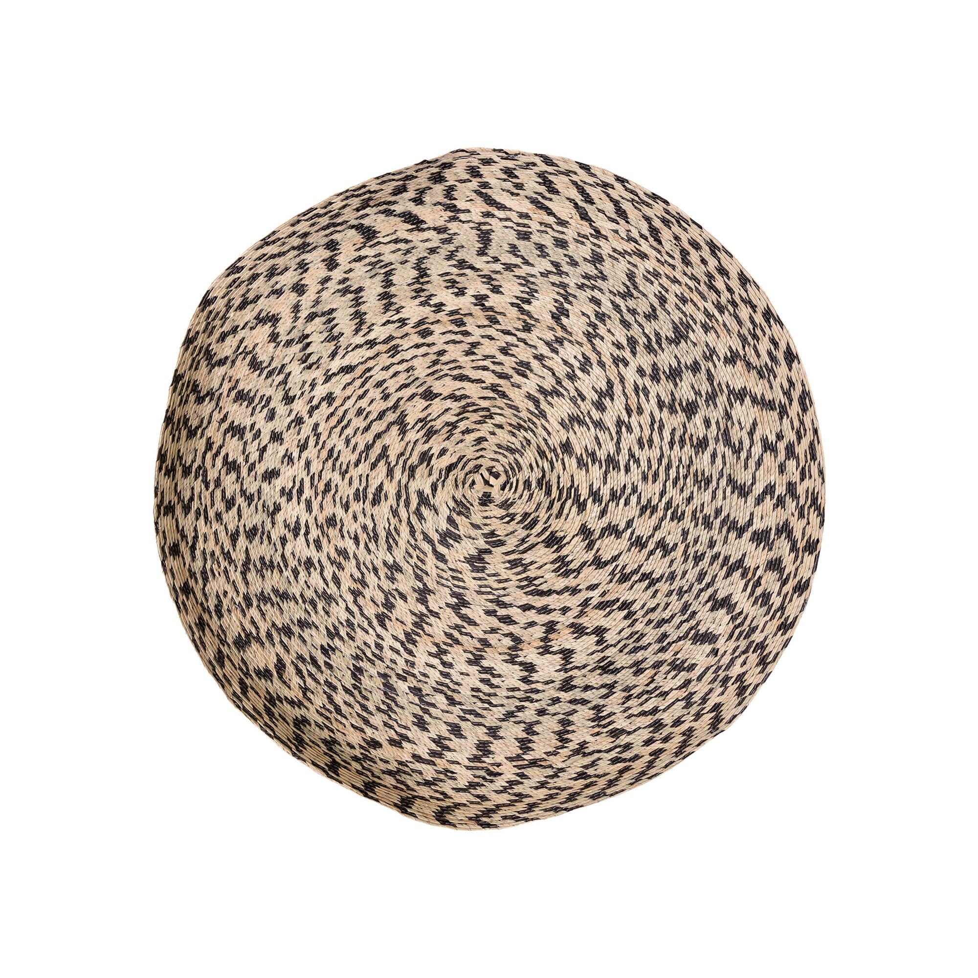 Round Handwoven Palm Tray | L_AC Palma_201-52-0931-149BLKSTRIPEOS | Obakki