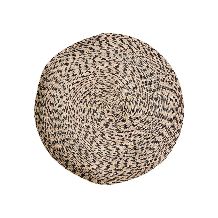 Round Handwoven Palm Tray | L_AC Palma_201-52-0931-149BLKSTRIPEOS | Obakki