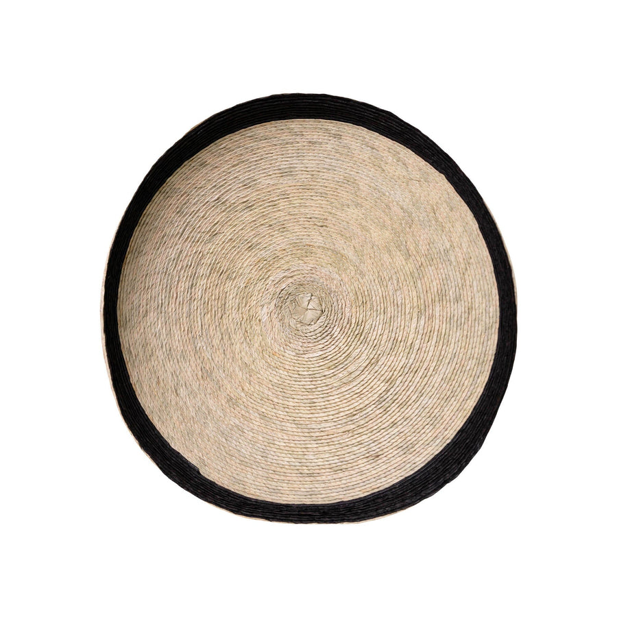 Round Handwoven Palm Tray | M_AC Palma_201-52-0930-149BLKRINGOS | Obakki