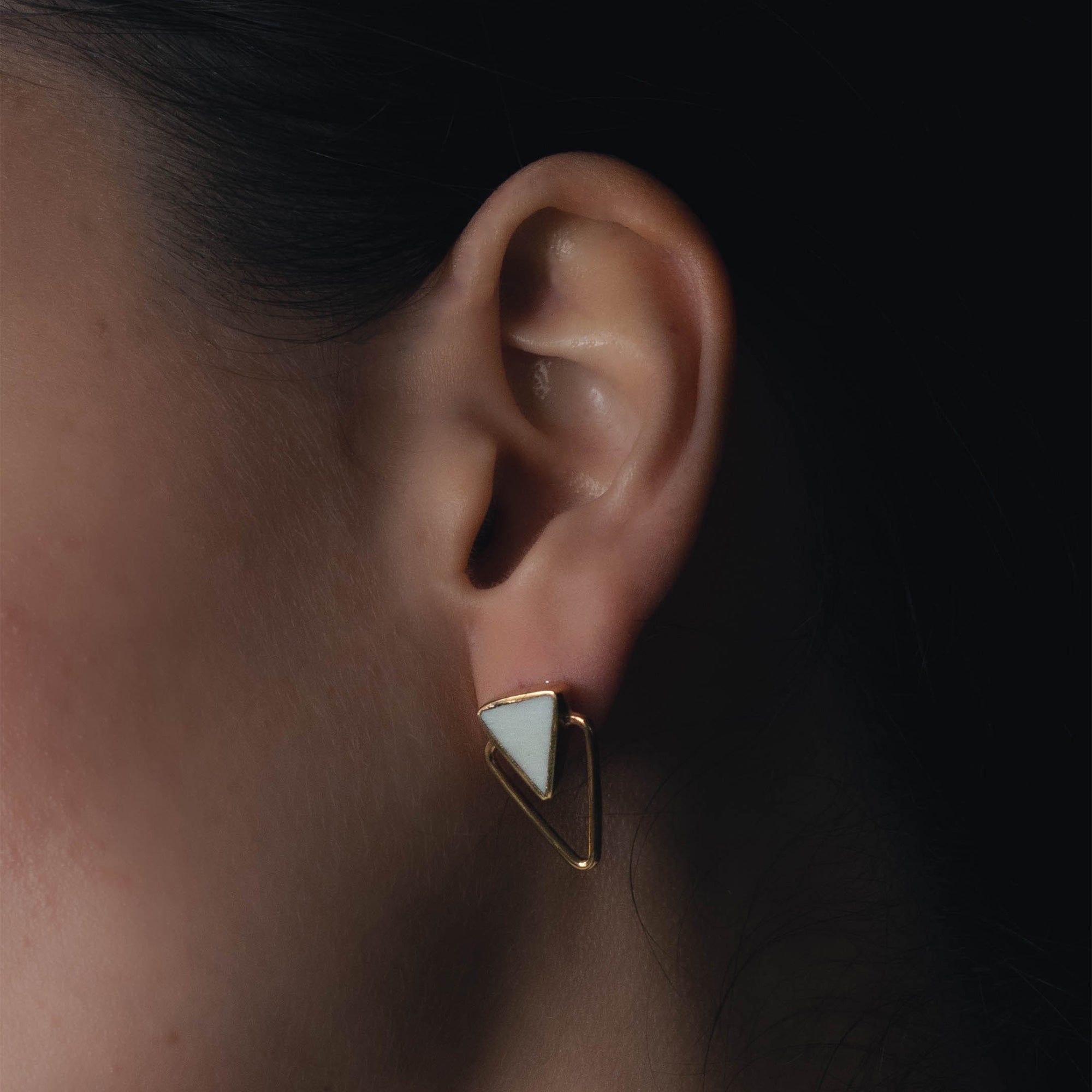 Triangle Horn Studs - Earring by Victorious Crafts | Obakki