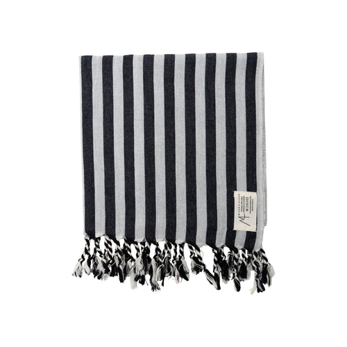 Turkish Hand Towel | Black Stripe Towels Mizar & Alcor Obakki