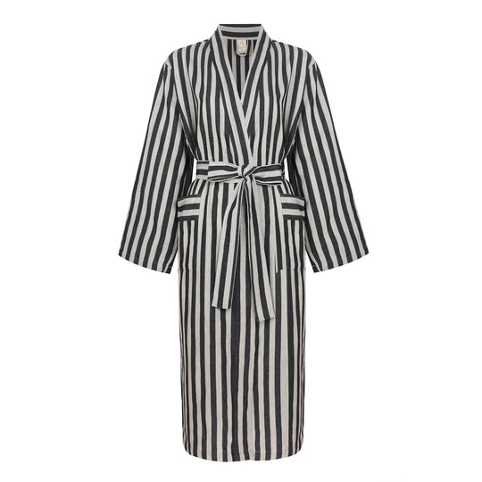 Turkish Linen Robe | Black Stripe_Mizar & Alcor_201-60-1034-171BLKSTRIPE-S | Obakki