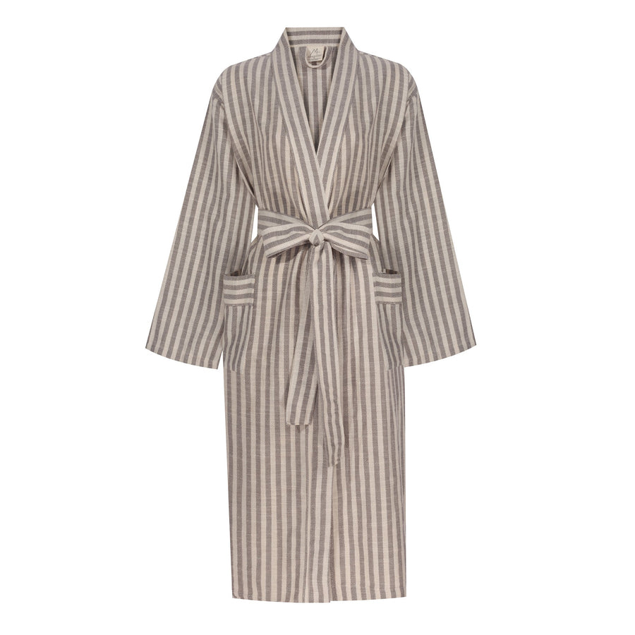 Turkish Linen Robe | Grey Stripe_Mizar & Alcor_201-60-1033-171GRYSTRIPE-S | Obakki