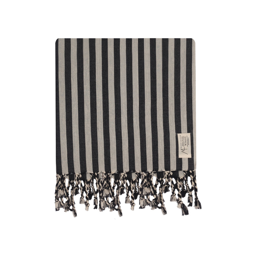 Turkish Linen Towel | Black Stripe_Mizar & Alcor_201-60-1036-171BLKSTRIPEOS | Obakki