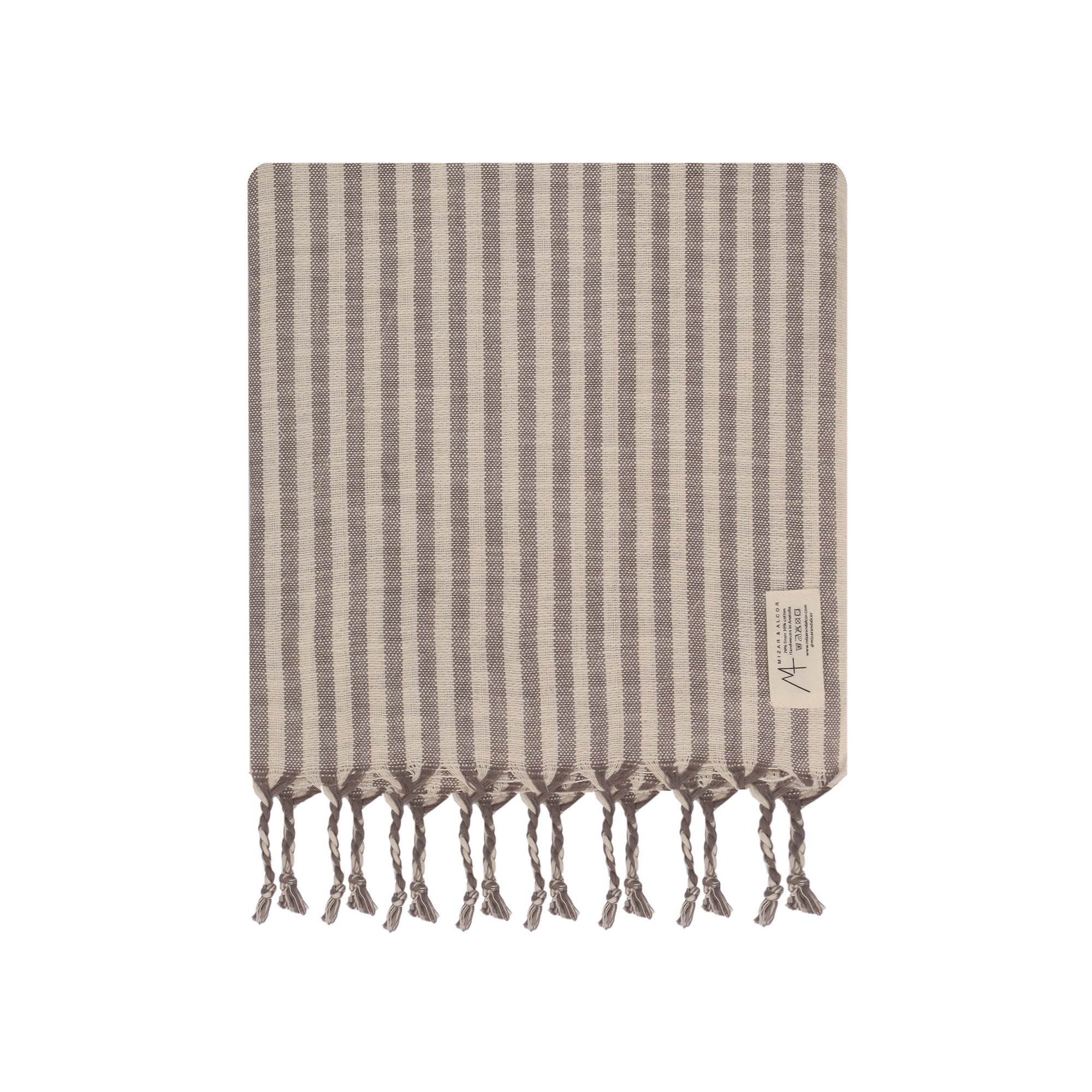 Turkish Linen Towel | Grey Stripe