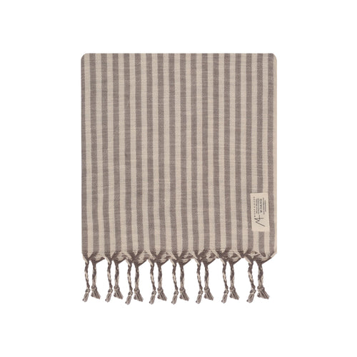 Turkish Linen Towel | Grey Stripe - Towels by Mizar & Alcor | Obakki