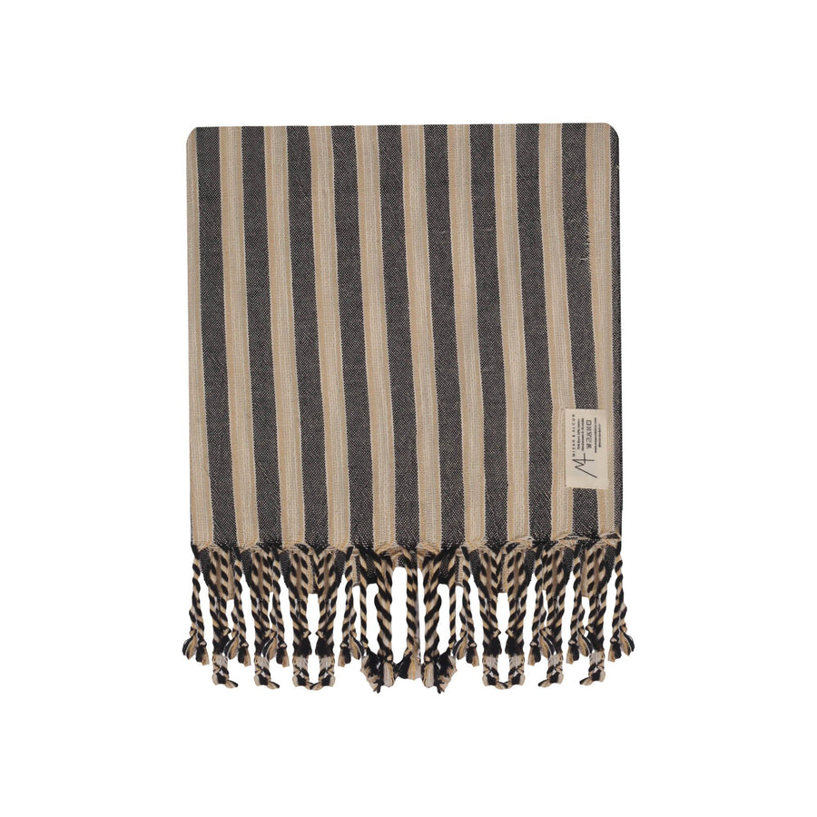 Turkish Linen Towel | Karam Stripe_Mizar & Alcor_201-60-1260-171BLKOS | Obakki