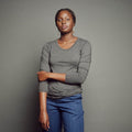 Women's Heathered Long Sleeve T-Shirt_Obakki_201-11-0475-382-Heather Charcoal-S | Obakki