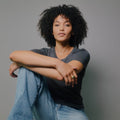 Women's Heathered T-Shirt_Obakki_172-11-3622-382-Heather Coal-XSmall | Obakki